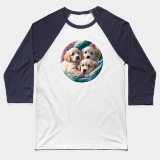 Pastel Puppies Quilted Pattern Baseball T-Shirt